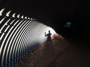 An early morning self-portrait taken in the arroyo tunnel in Sante Fe, New Mexico.
