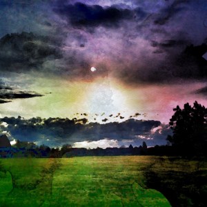 Sunrise over the school field - watercolour app.